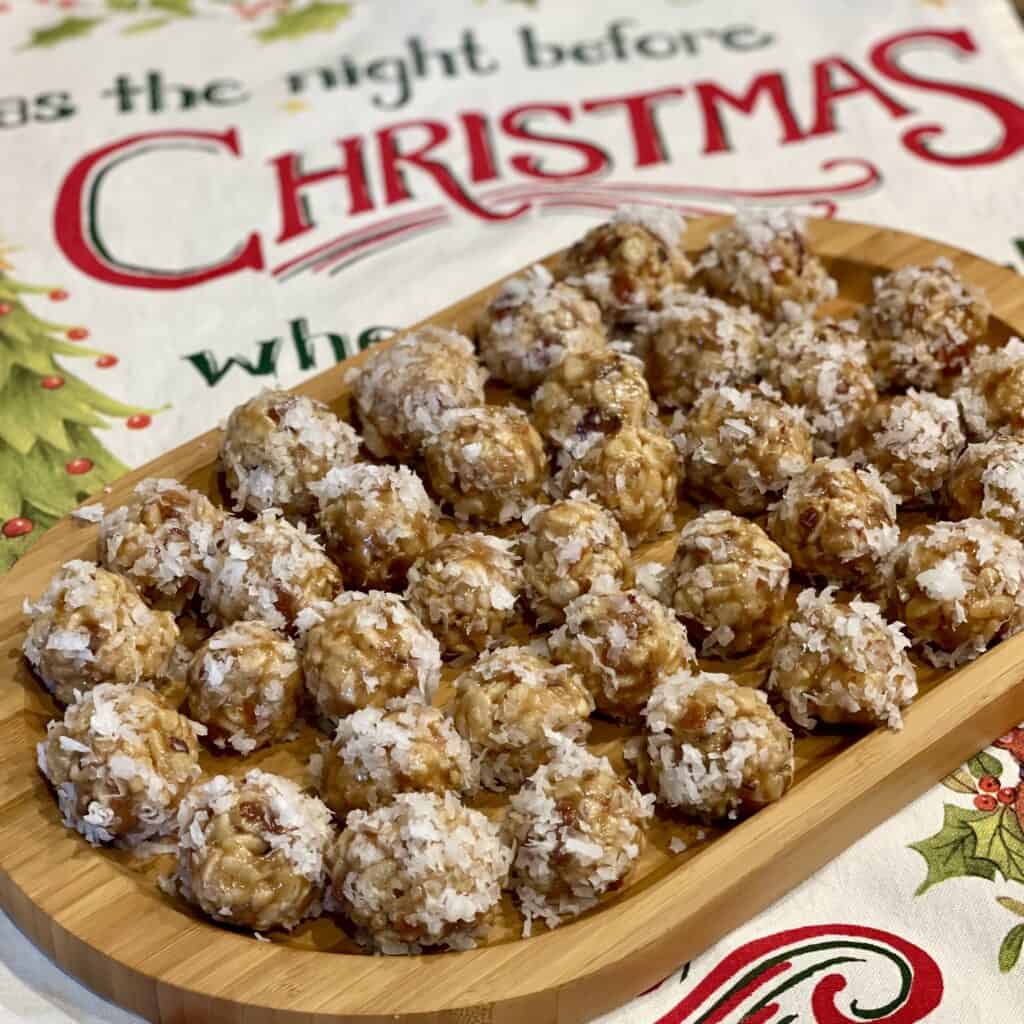 A platter of date nut balls.