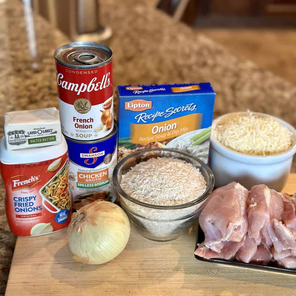 ingredients for French onion chicken