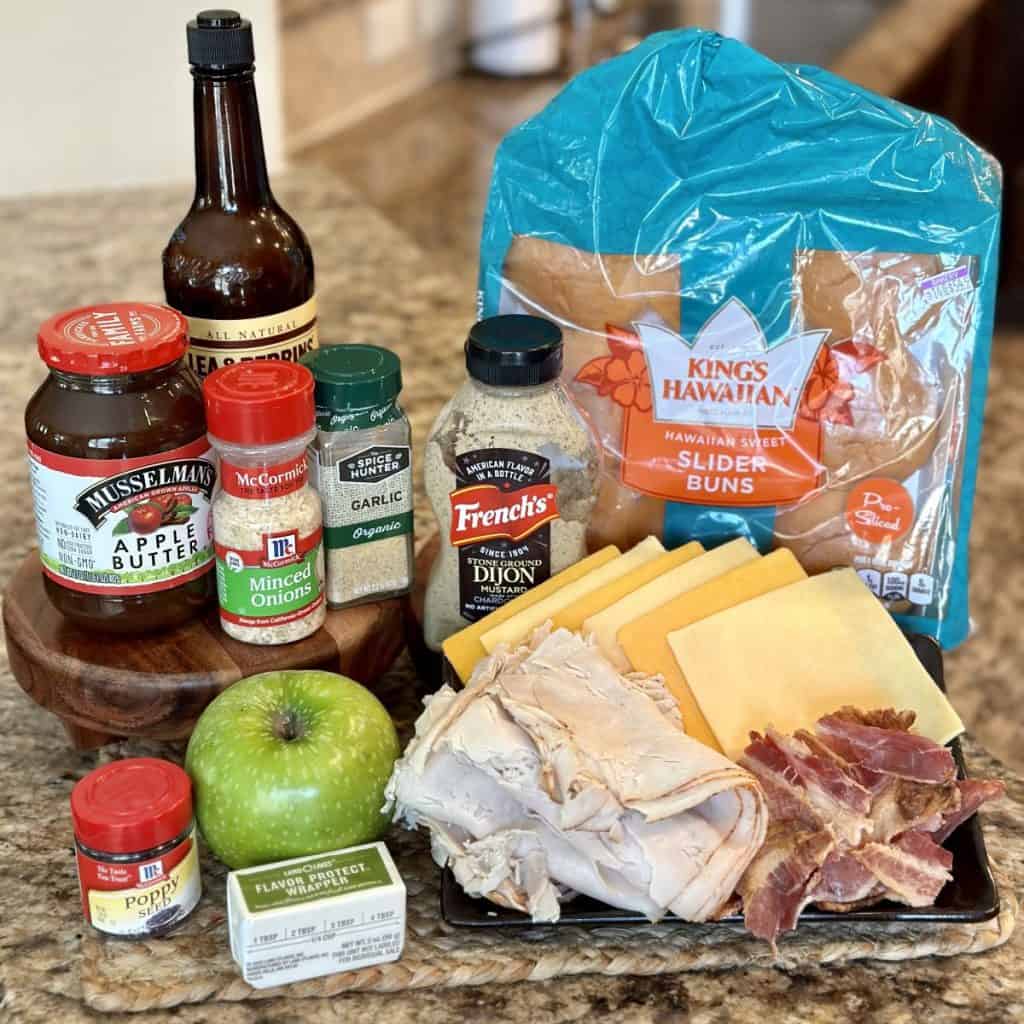 The ingredients needed to make fall turkey sliders.