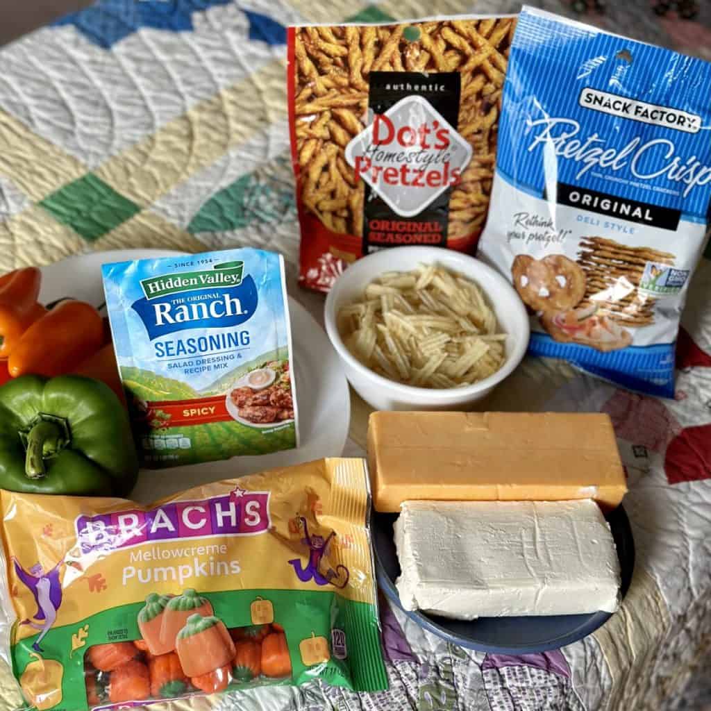 The ingredients to make a pumpkin cheeseball.