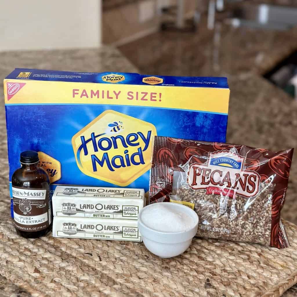 The ingredients to make toffee graham crackers.