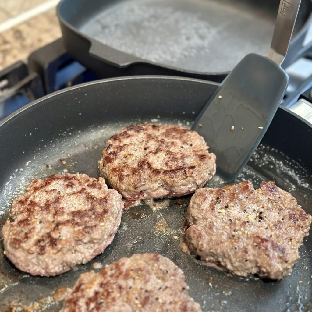 Searing hamburger steaks