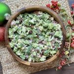 A bowl of holiday broccoli salad.