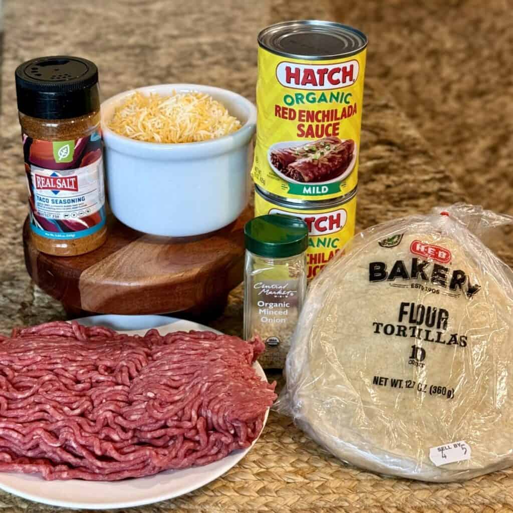 The ingredients to make taco lasagna.