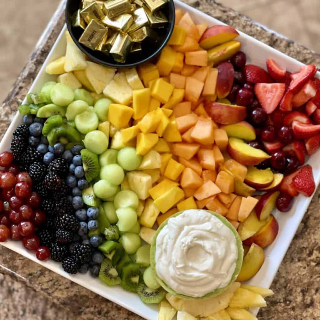 A rainbow fruit tray.
