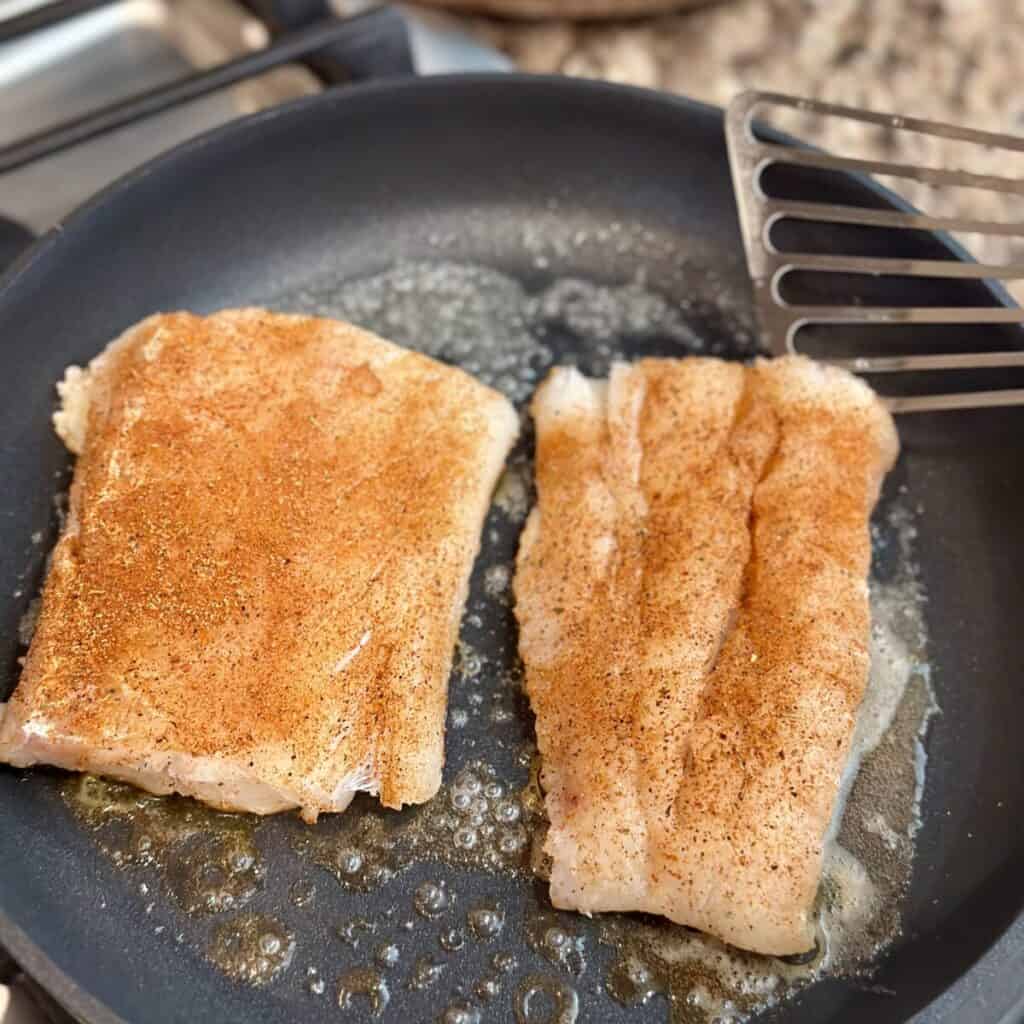 Searing code in a skillet.