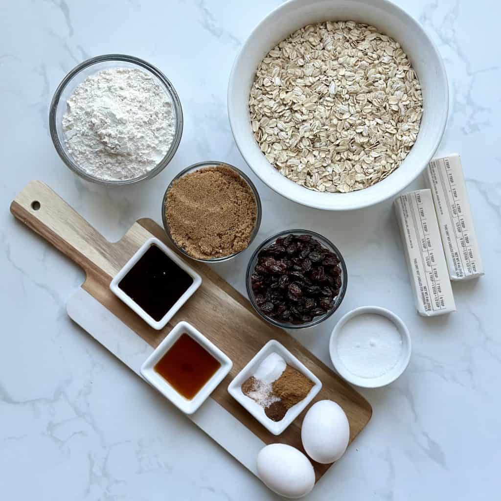 ingredients for the best oatmeal raisin cookies