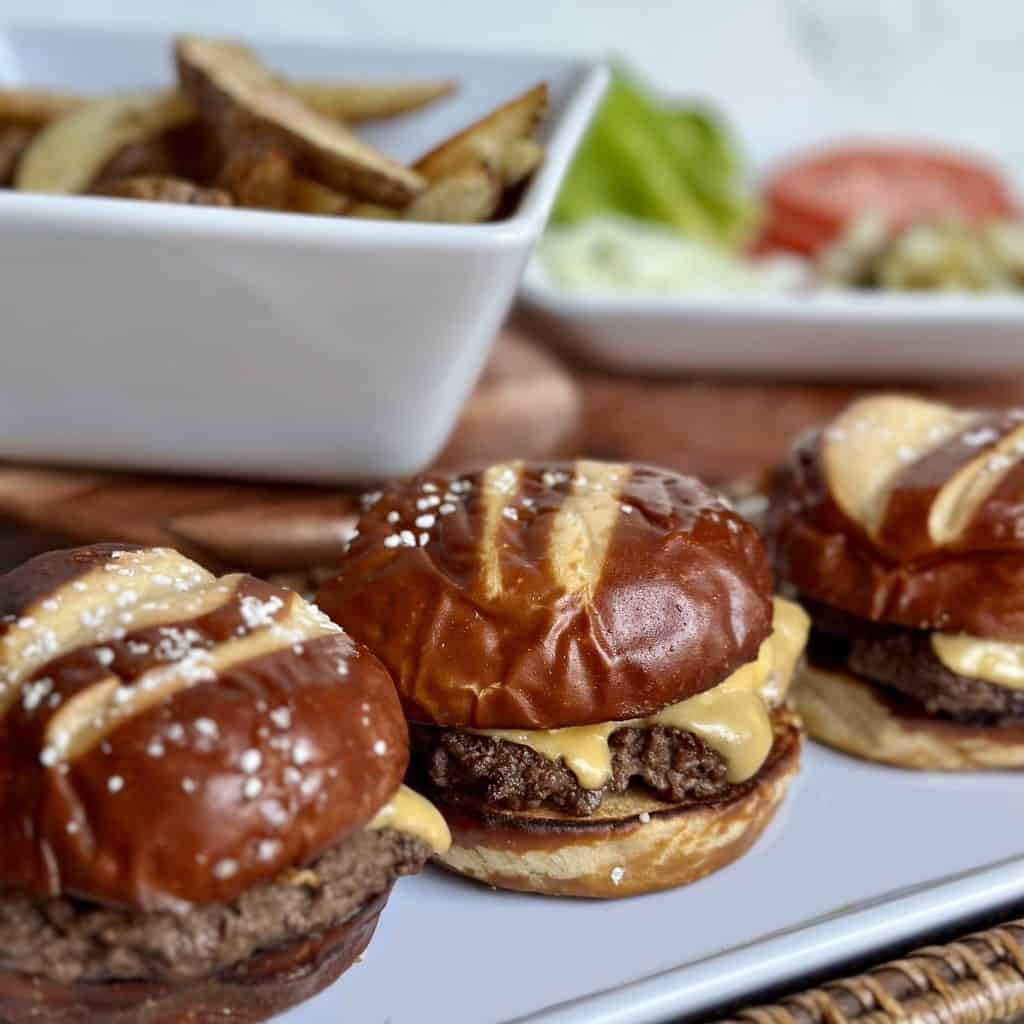 cheeseburgers on a plate