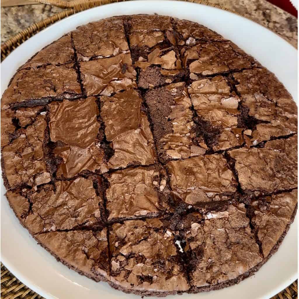 baked brownie cut into squares