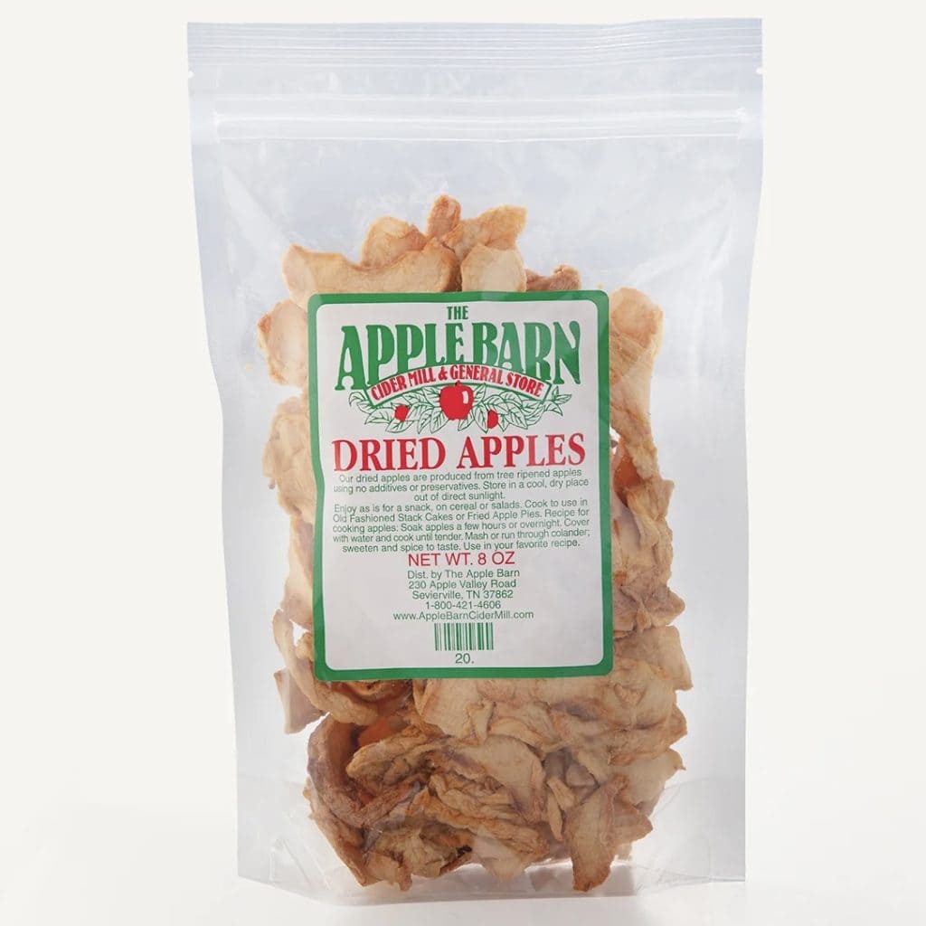 A bag of dried apples.