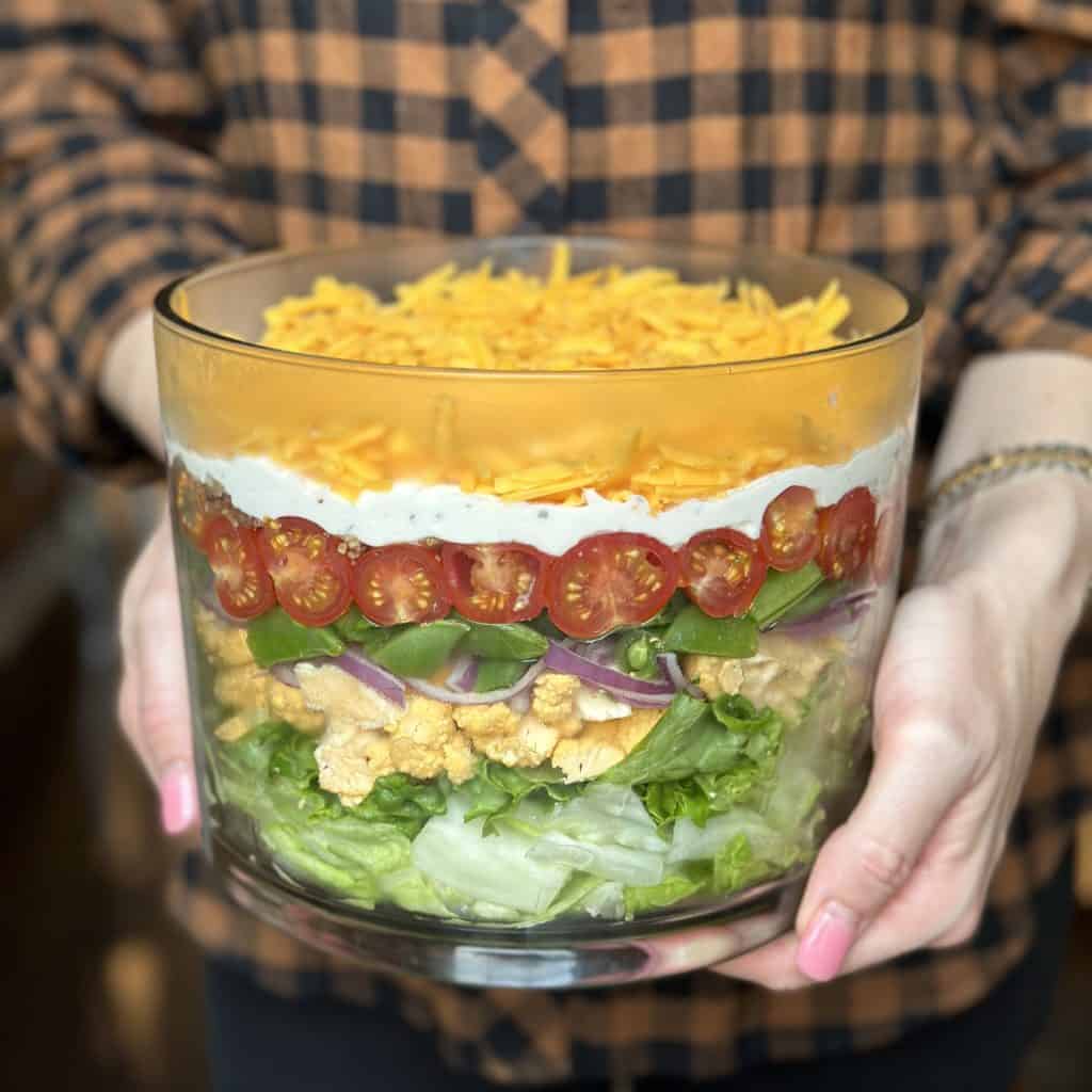 Completed southern layered salad.
