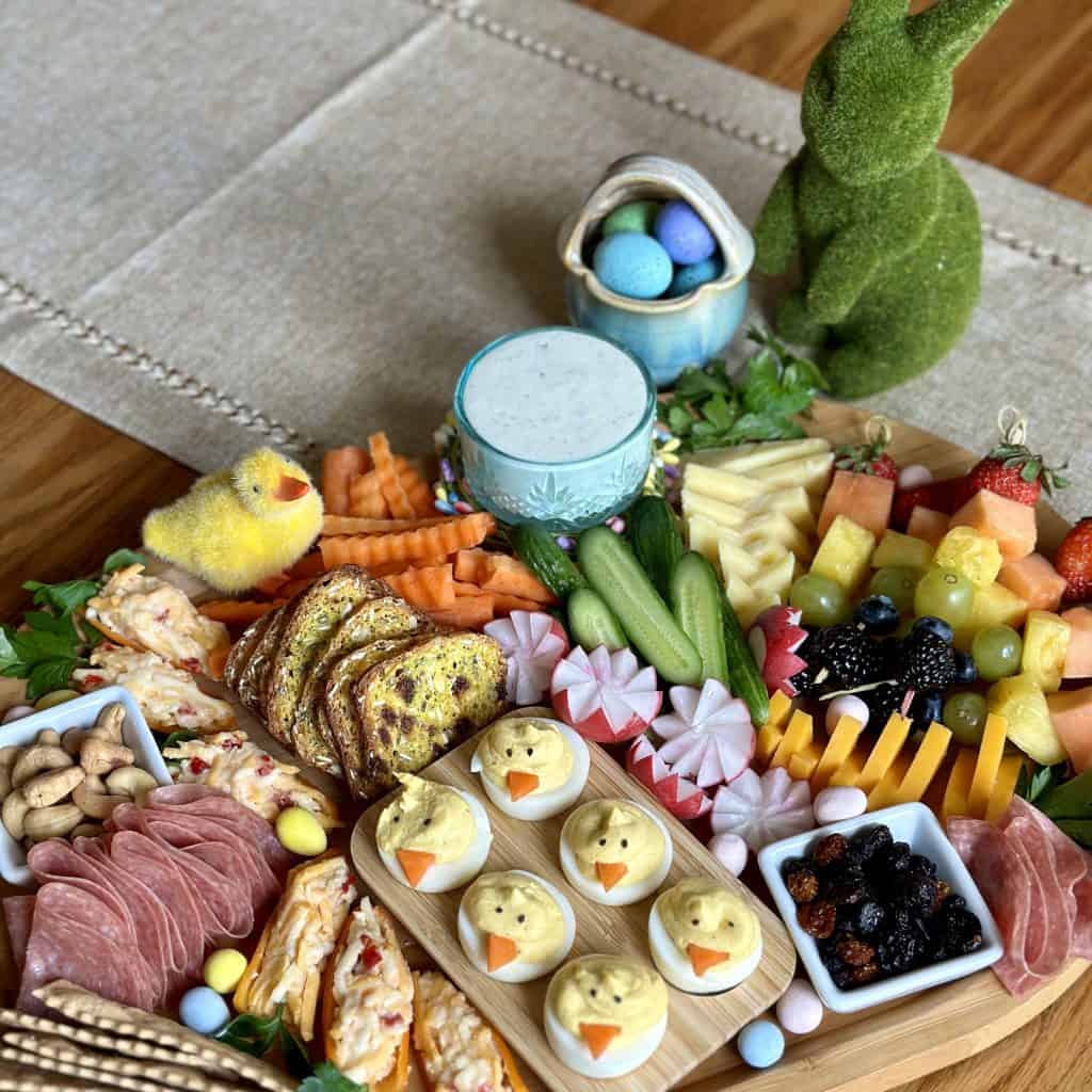 a display of a decorative charcuterie board