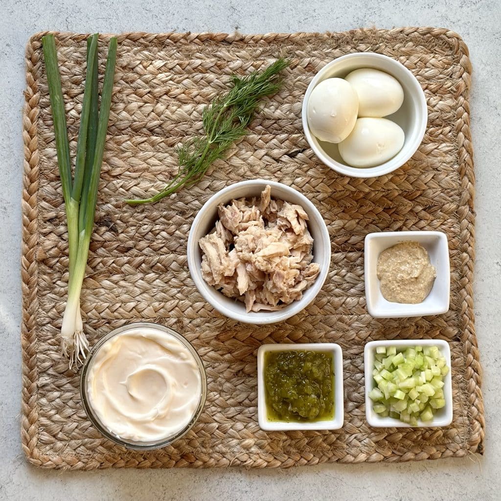 Ingredients displayed on a decorative mat