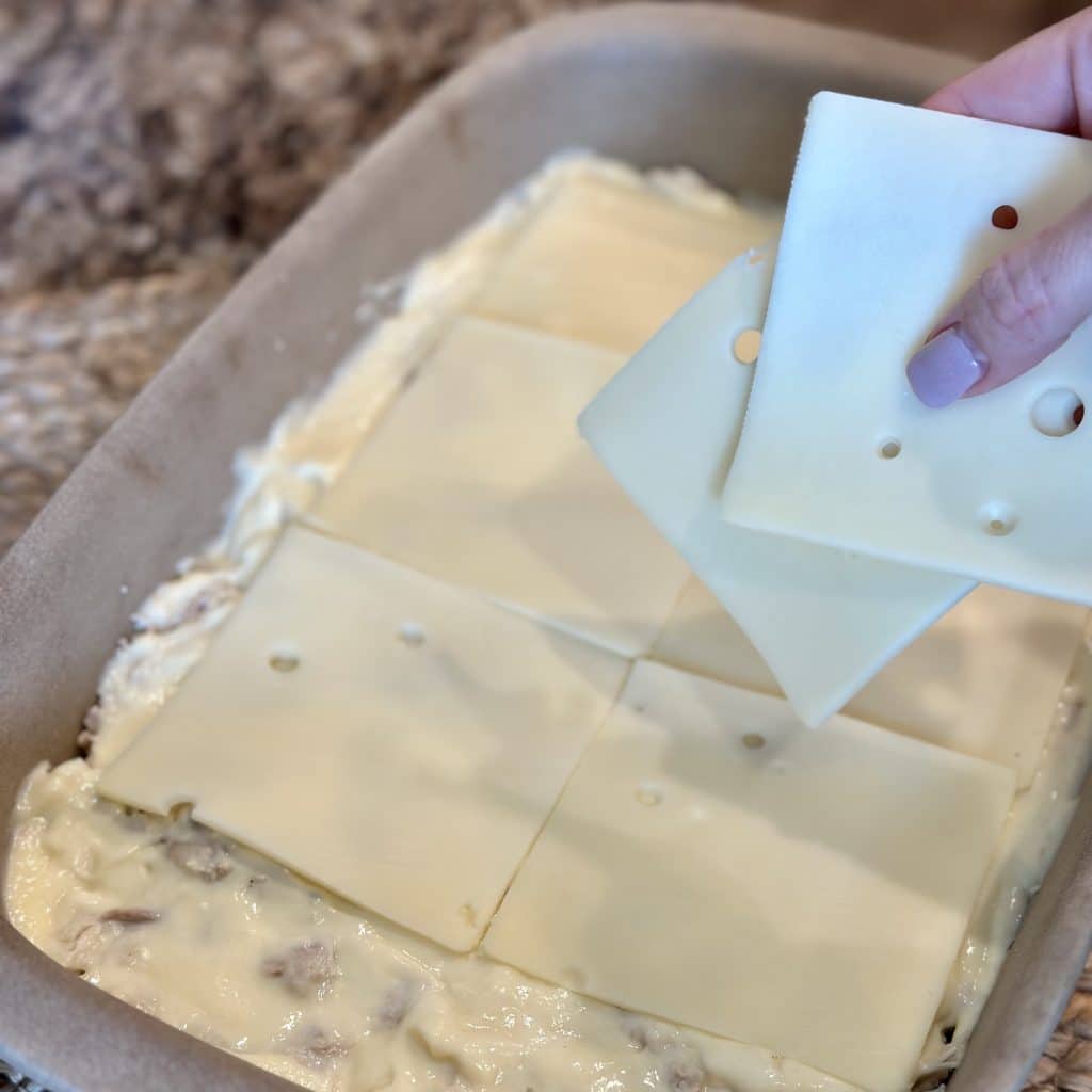 Adding swiss cheese to the casserole