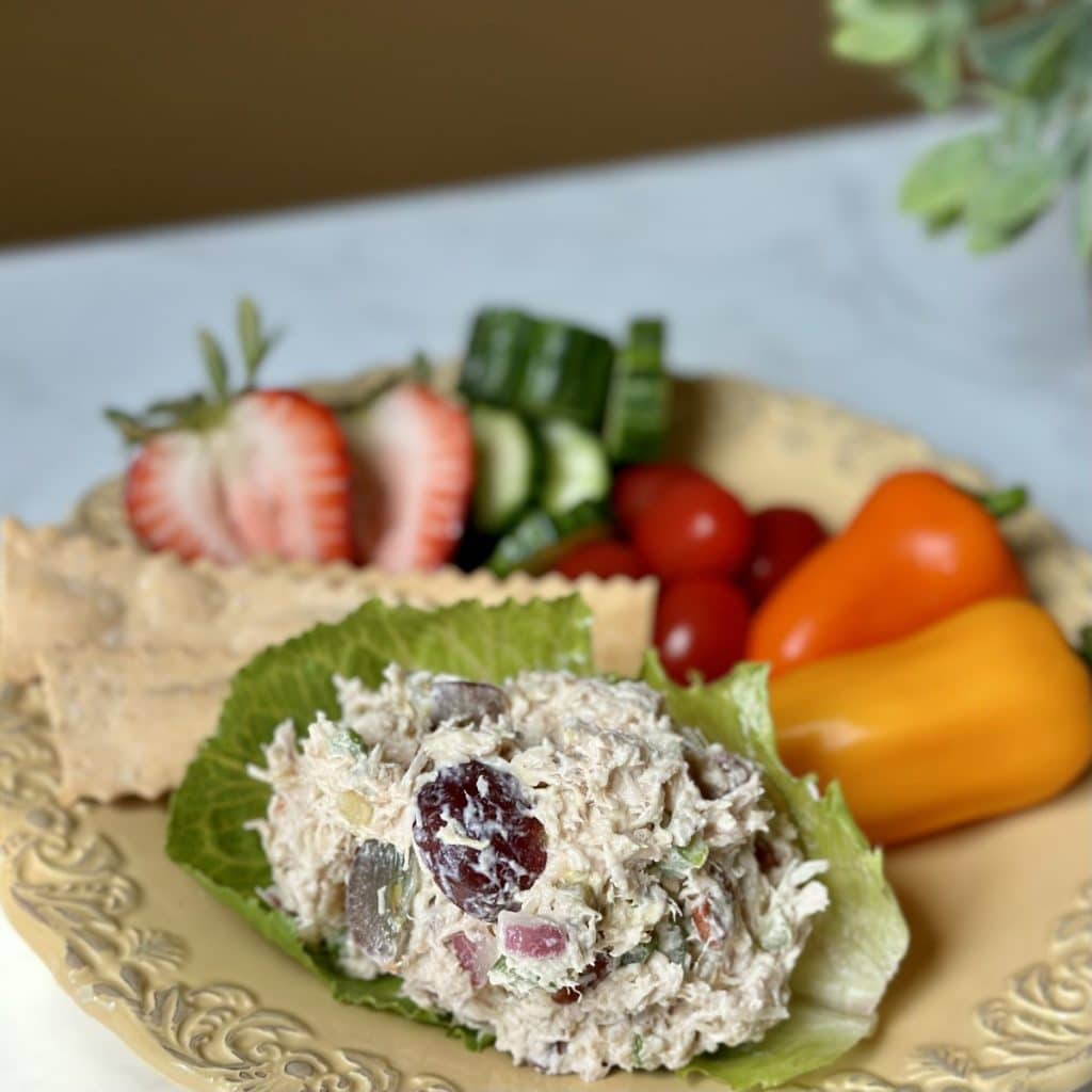 scoop of chicken salad on plate