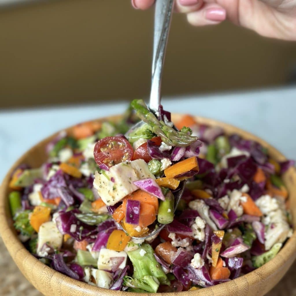 A bowl of marinated vegetable salad.