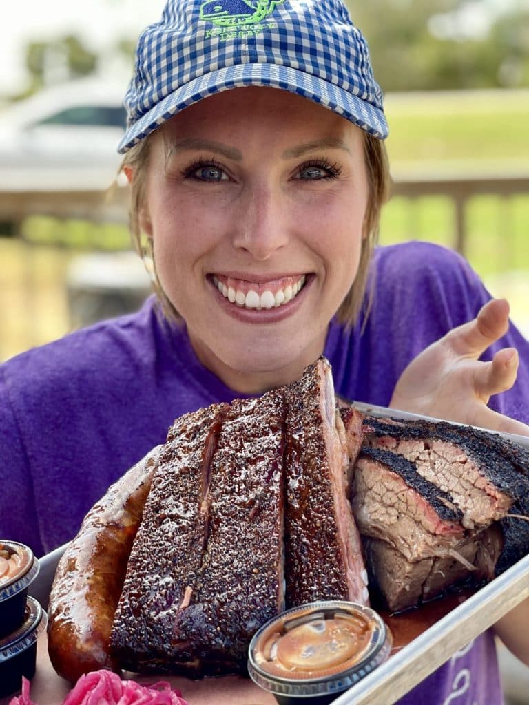 A pan of bbq from Truth BBQ in Brenham, Texas.