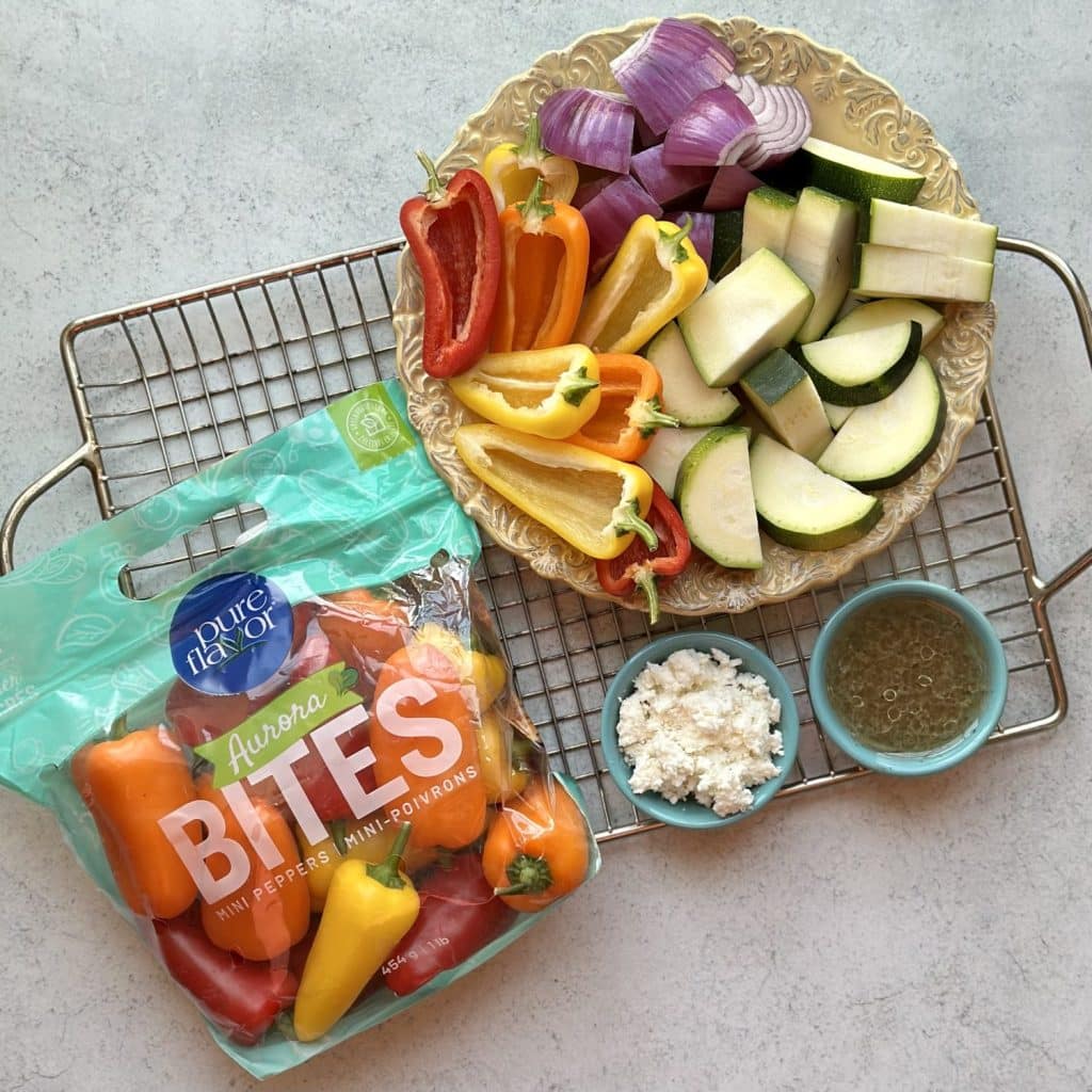 Ingredients to make roasted vegetables on the grill.