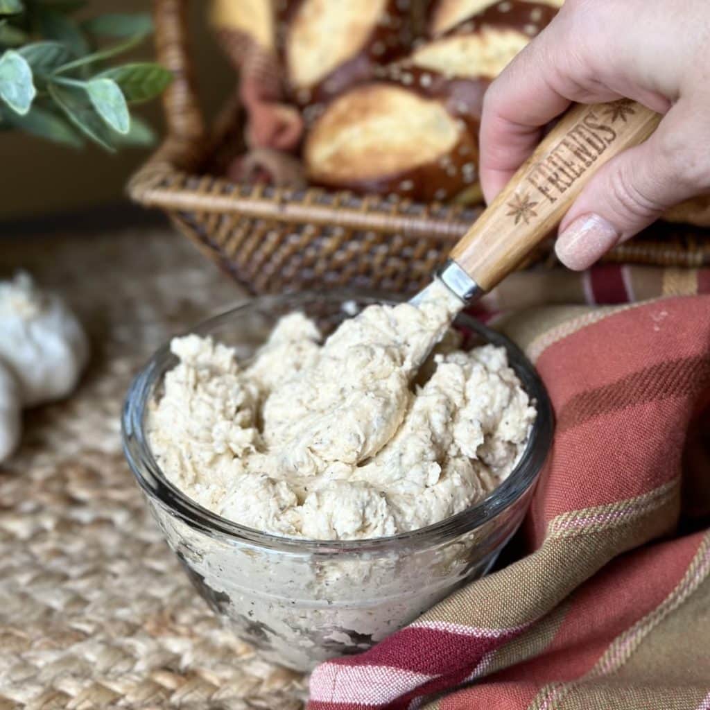 A bowl of garlic butter.