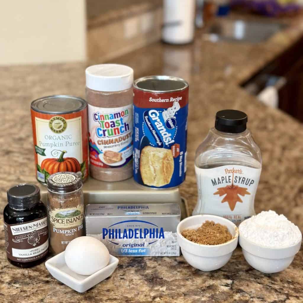 The ingredients to make a pumpkin spice loaf.