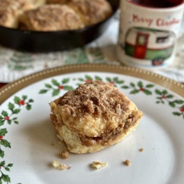 A cinnamon biscuit on a plate.