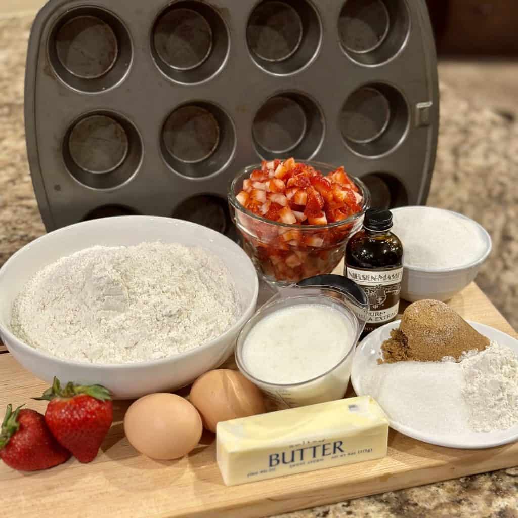 Ingredients to make bakery style muffins.