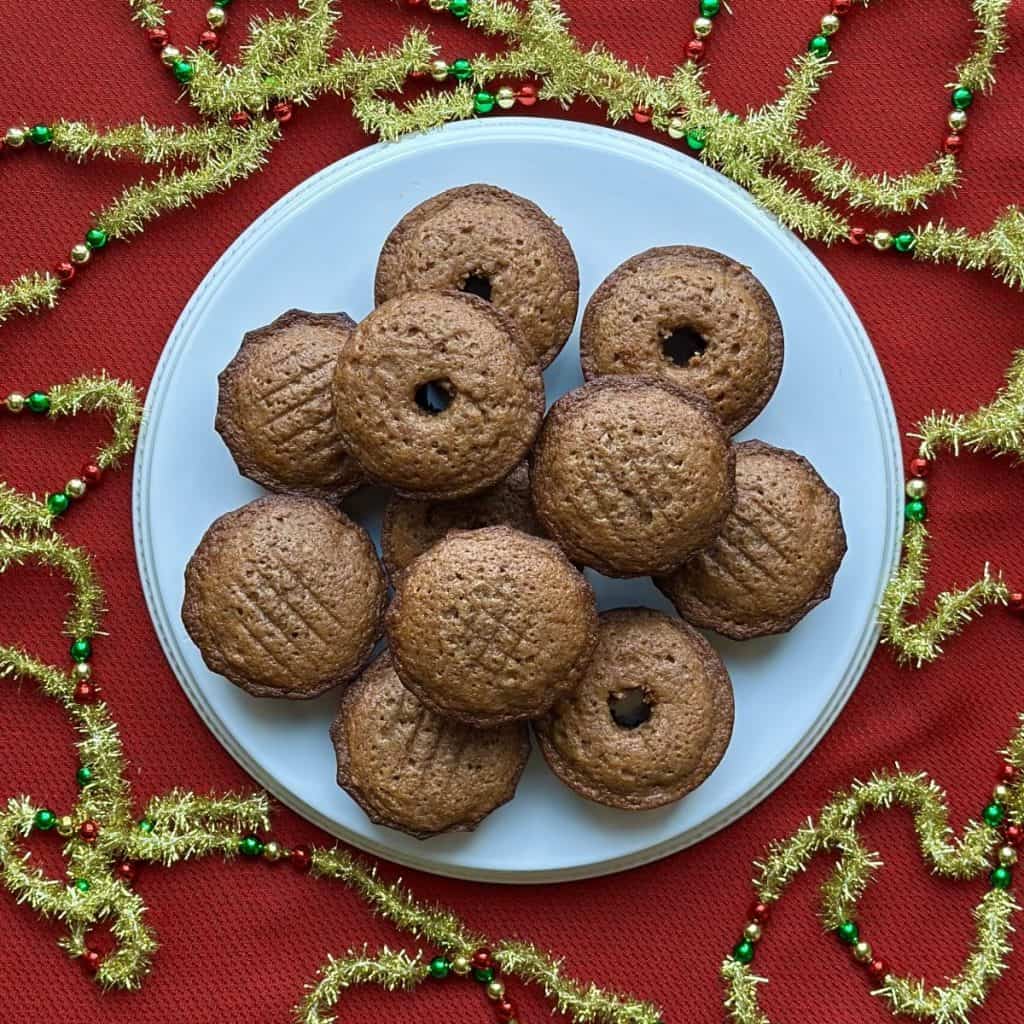 An overhead shot of mini spice bundt cakes.