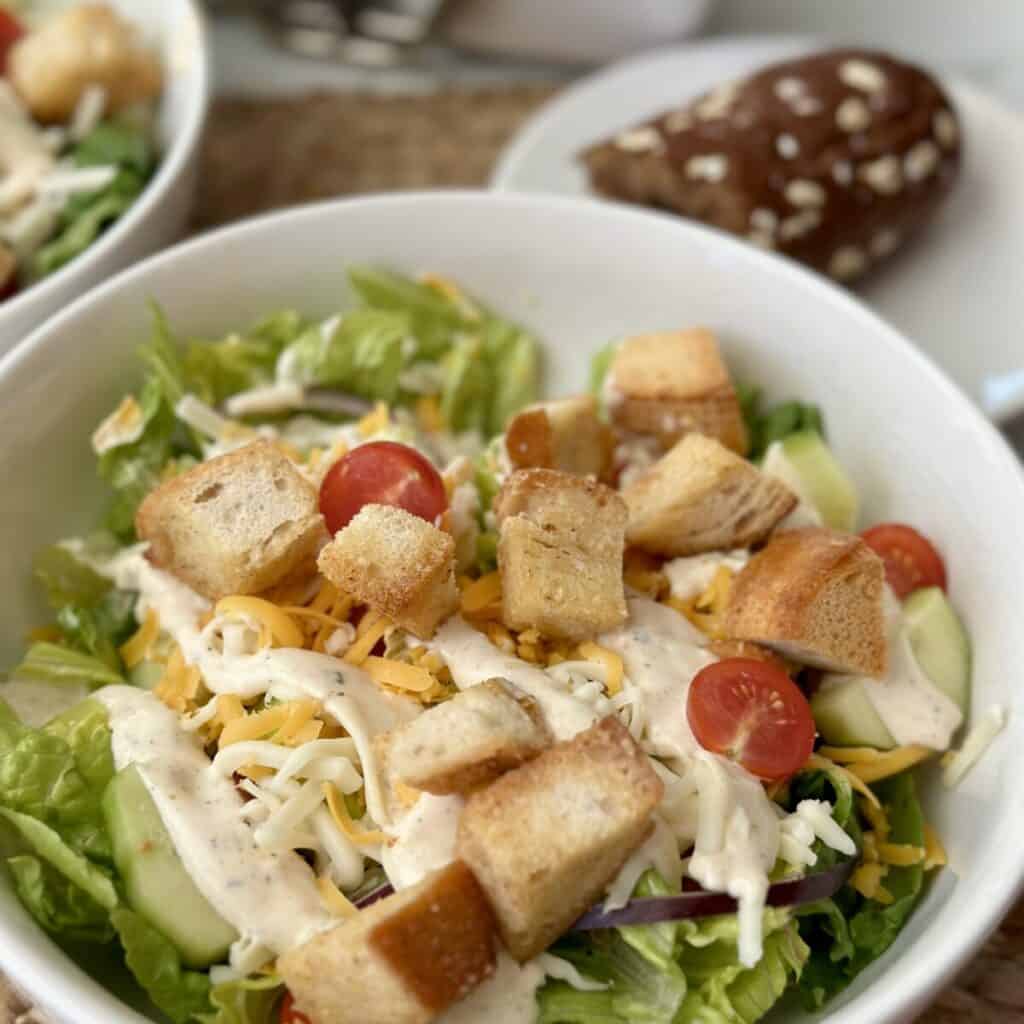 A salad with bread.