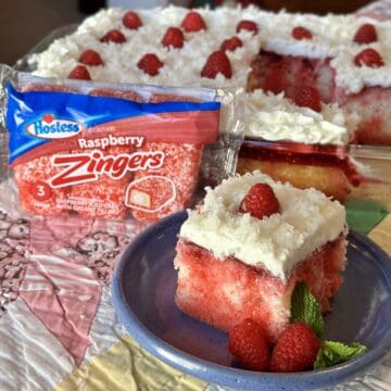 A slice of zinger cake on a plate.