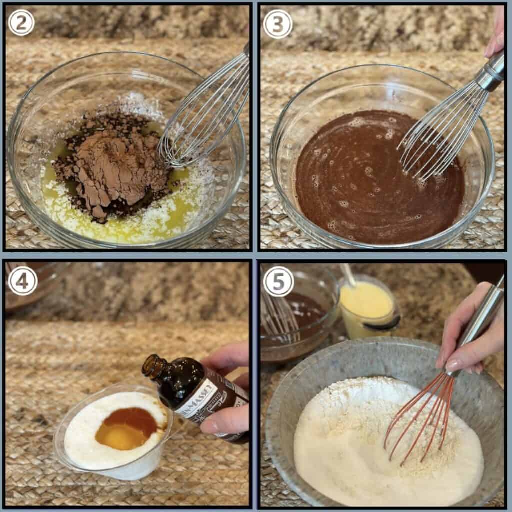 Steps presented to make texas sheet cake bites.