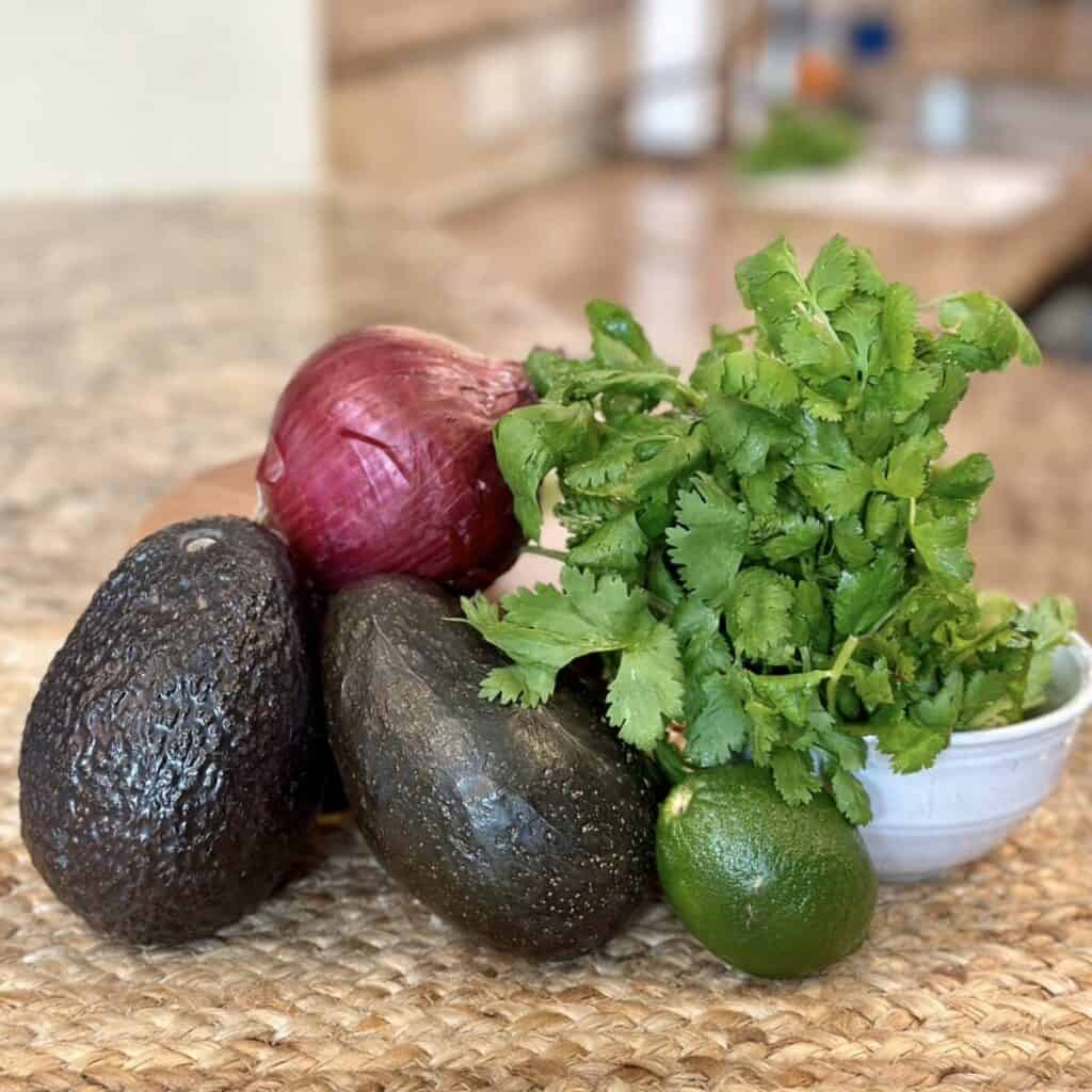 The ingredients for guacamole.