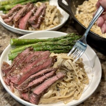 Getting a serving of pasta on a fork