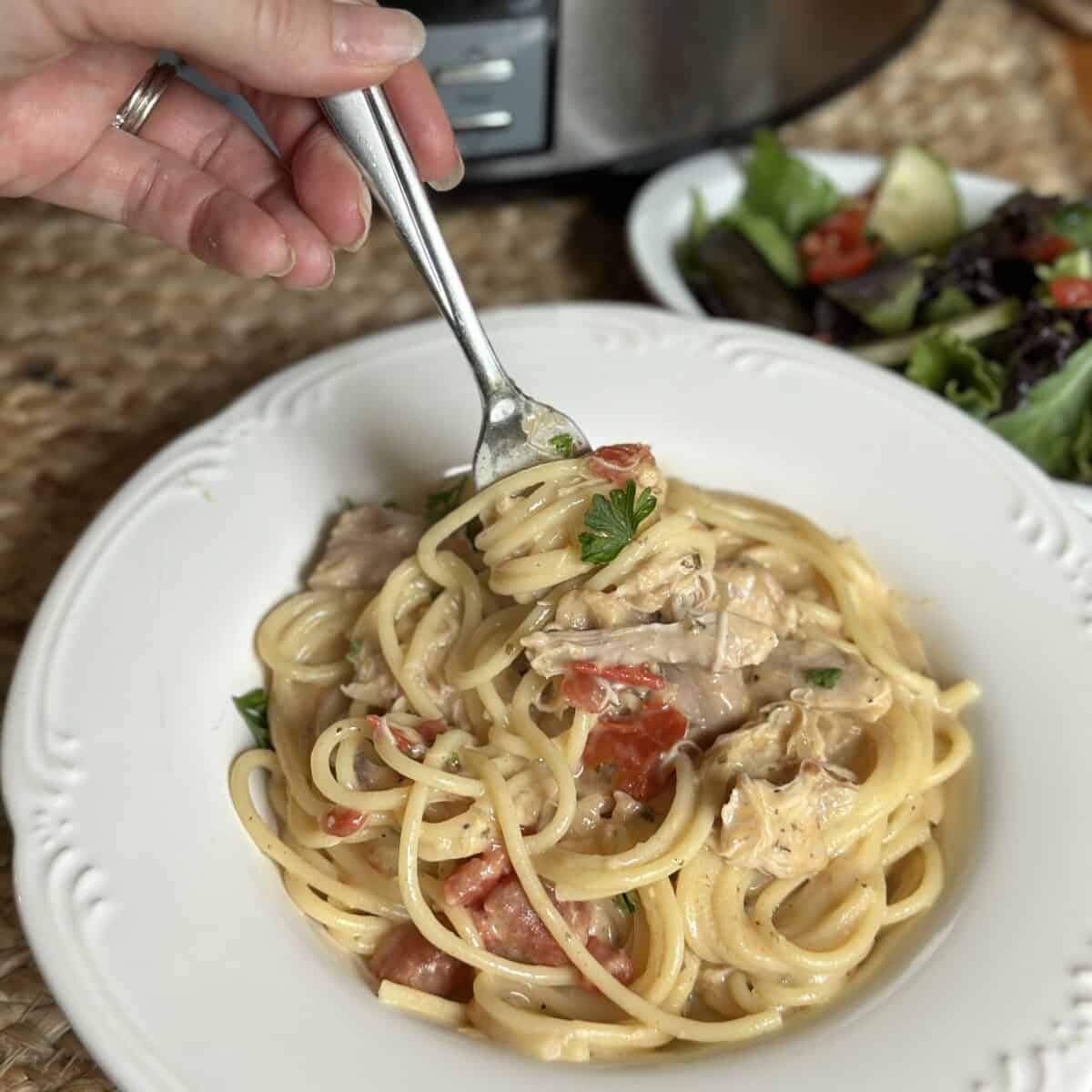 Crock Pot Chicken Spaghetti - Dinner in 321