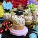 A display of graduation cupcakes.