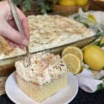 A slice of lemon coconut cake.
