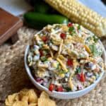 A bowl of corn chip salad.