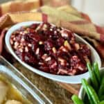A bowl of homemade whole berry cranberry sauce.