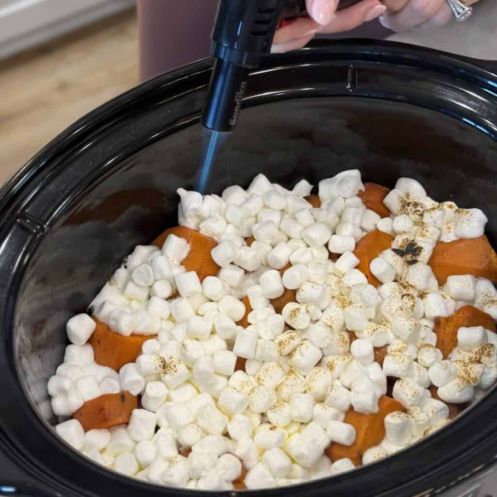 Toasting marshmallows in a crockpot.