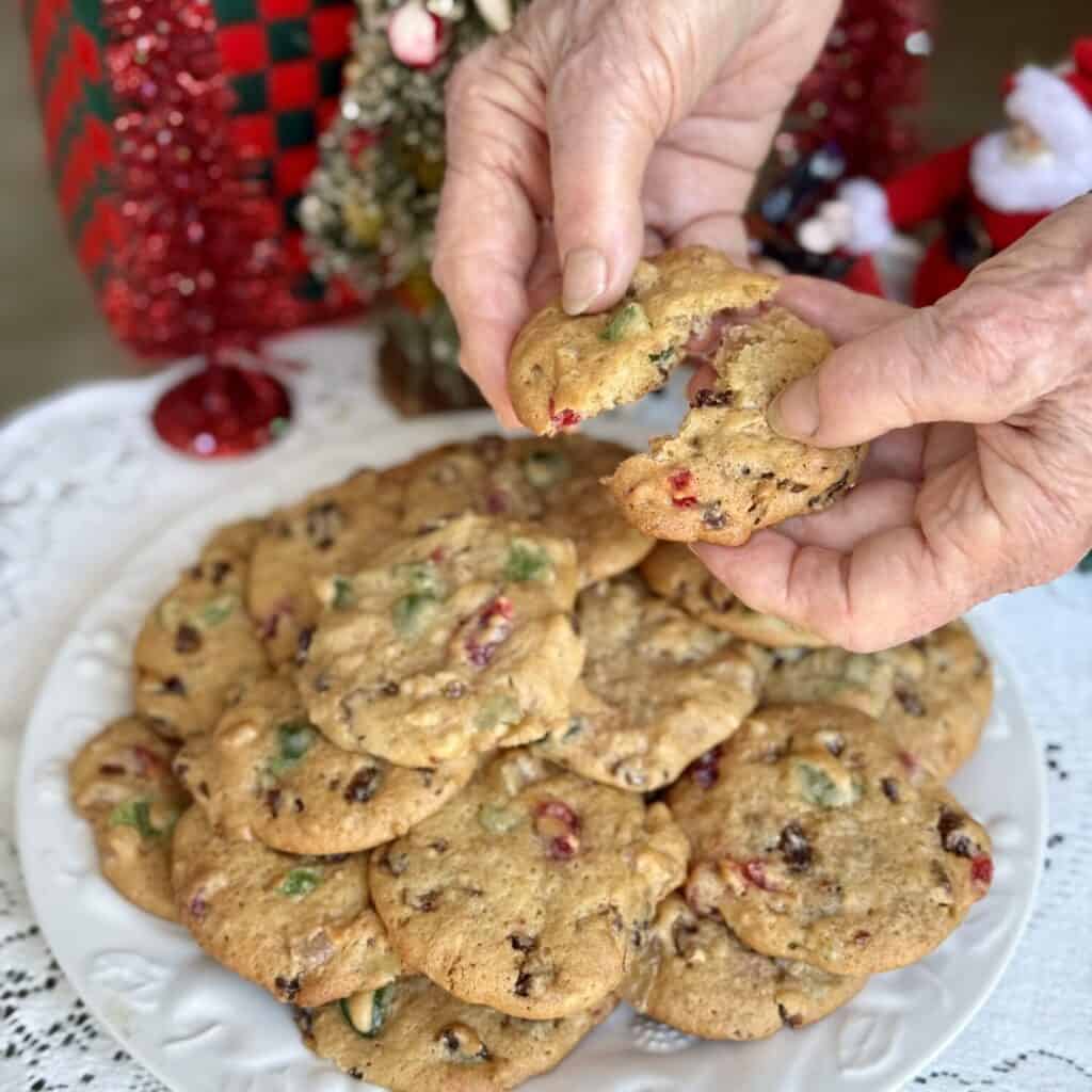 A plate of fruitcake cookies.