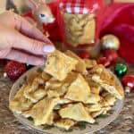 A plate of microwave peanut brittle.