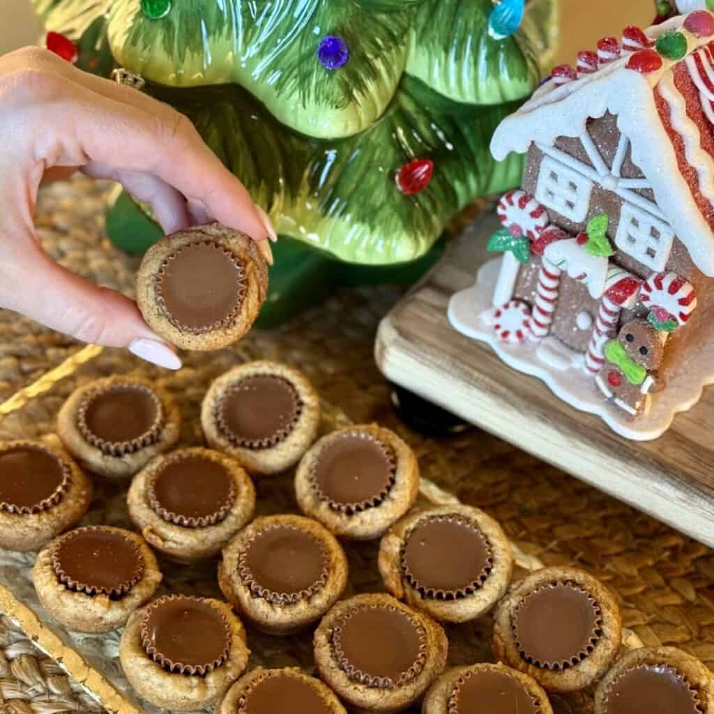 A tray of Peanut Butter Cup Cookies.