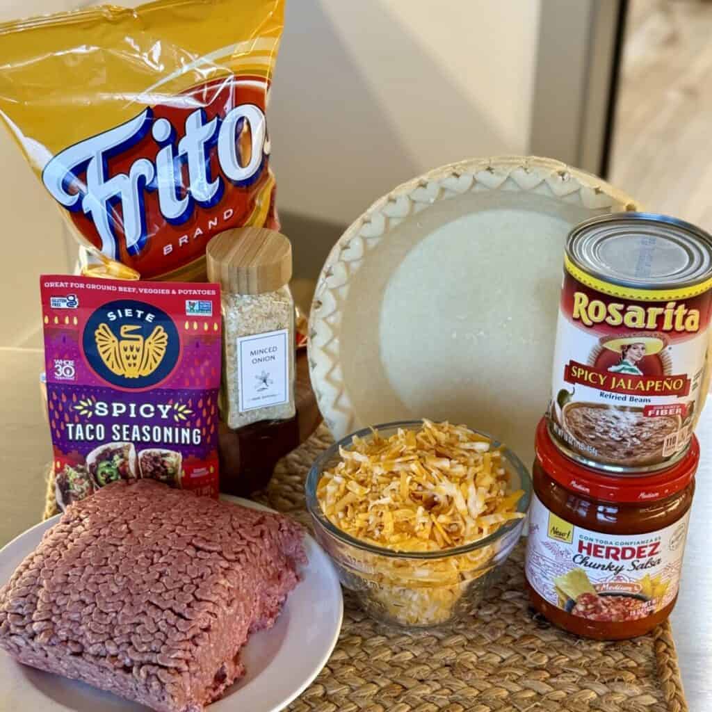 The ingredients to make a taco pie.