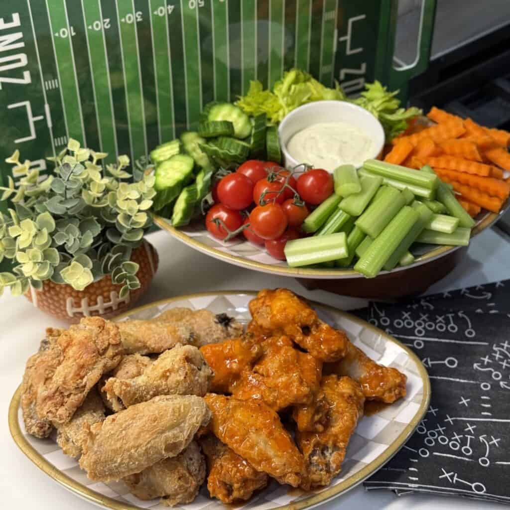 A plate of crispy baked chicken wings.