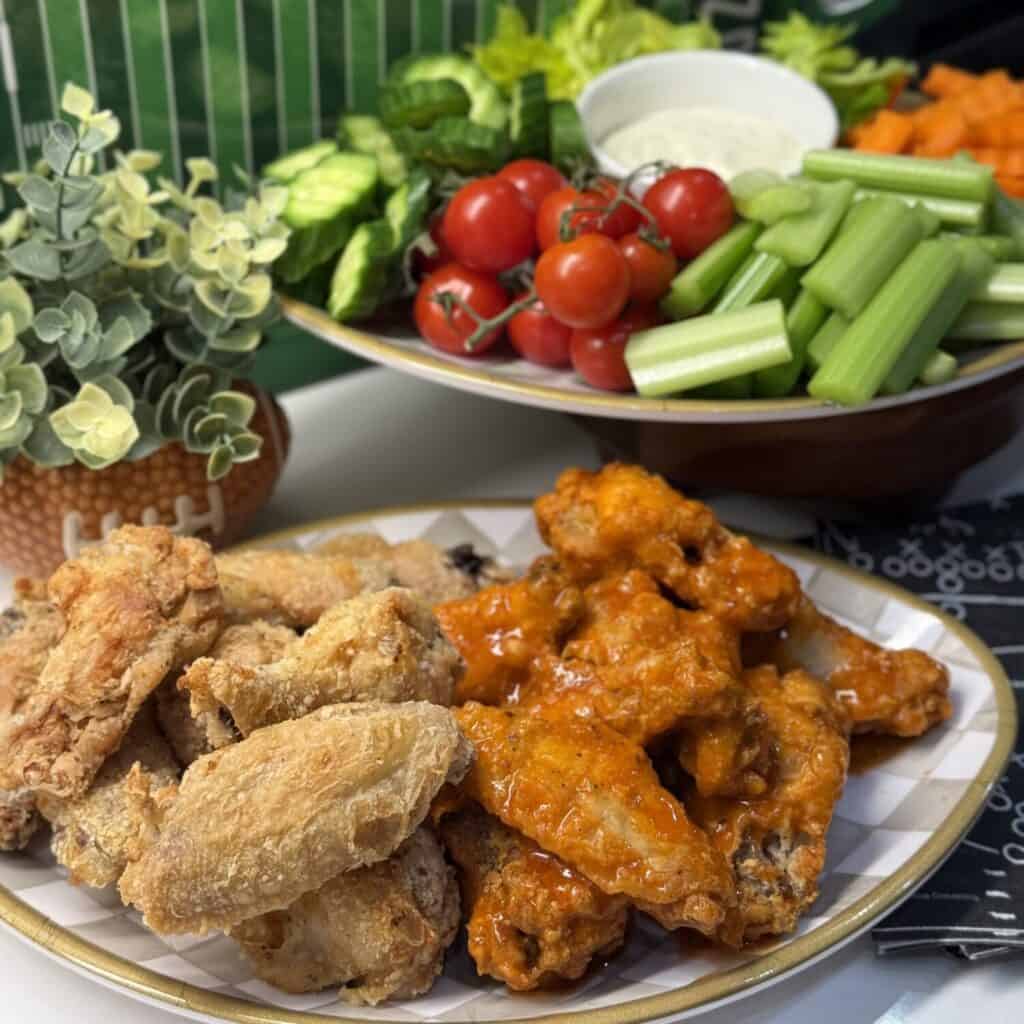 A plate of crispy baked chicken wings.