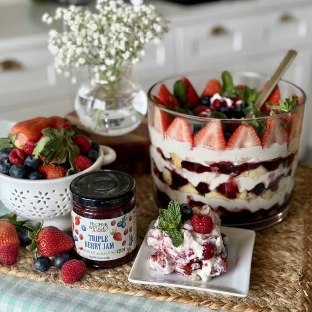 A plate of berry trifle.