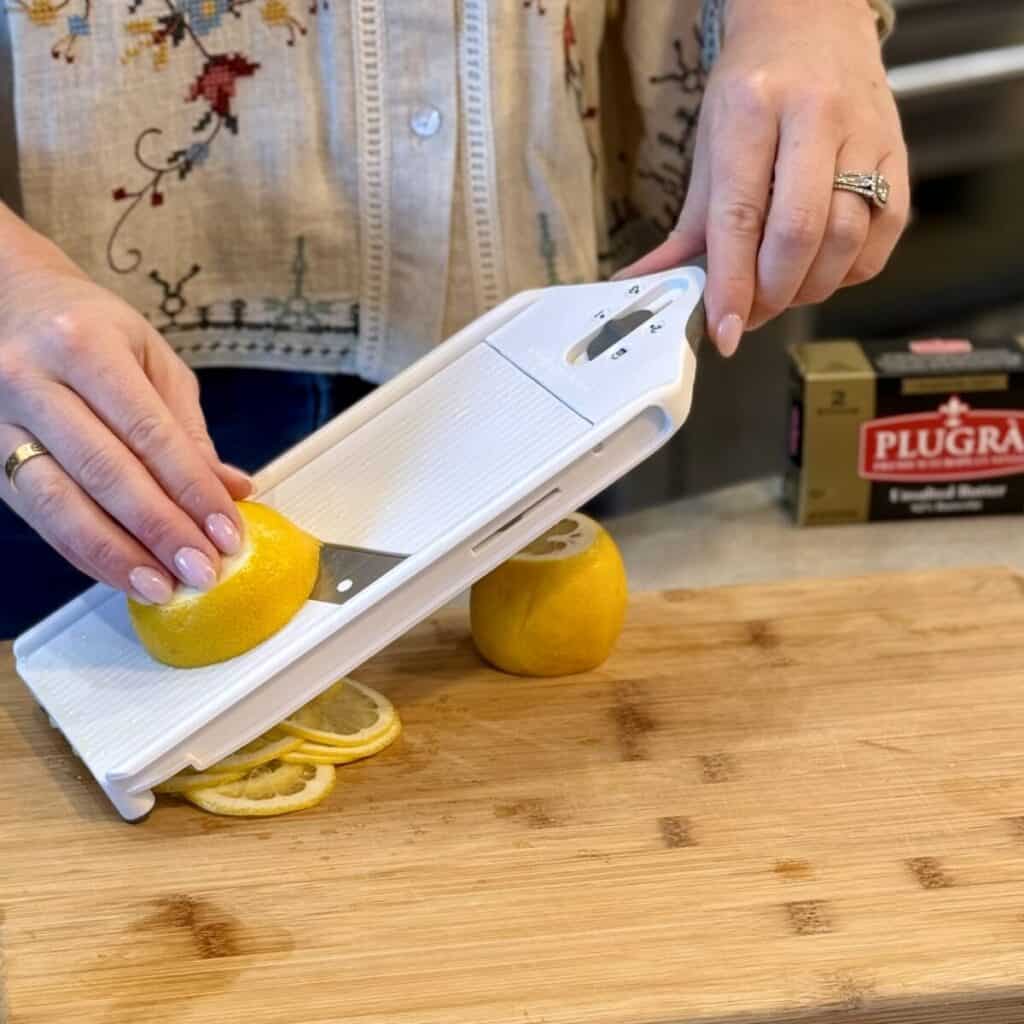 Slicing lemon.