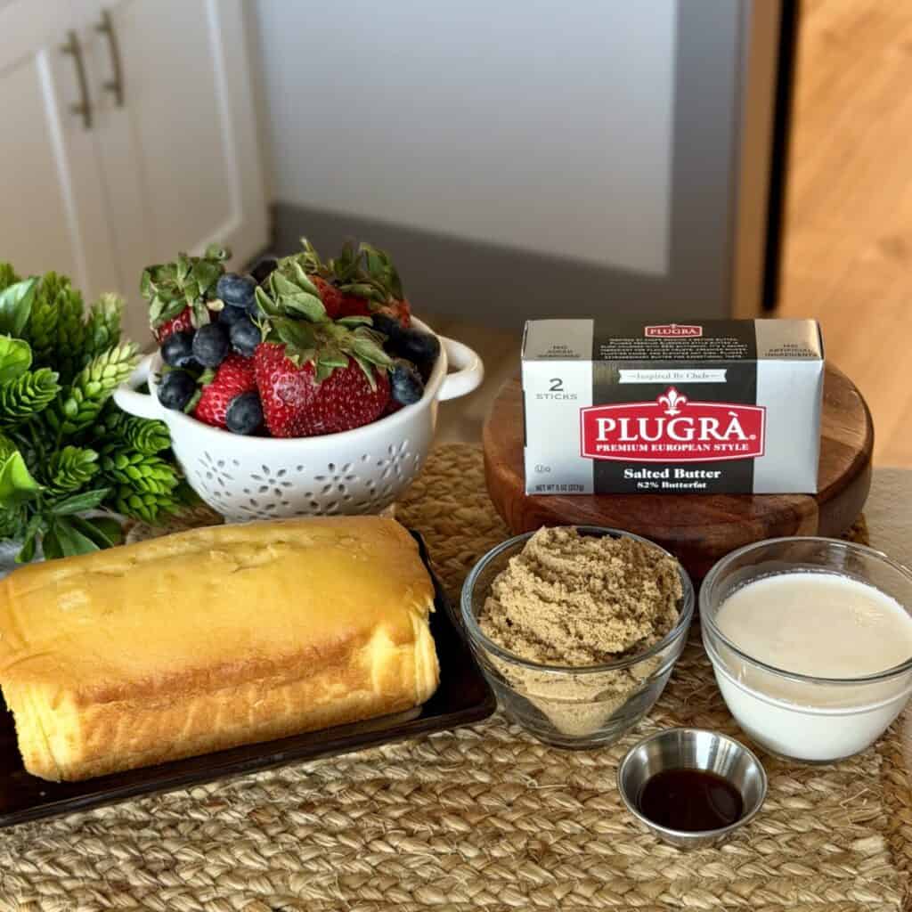 The ingredients to make Brown sugar butter sauce.