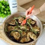 A pan of rosemary garlic chicken.