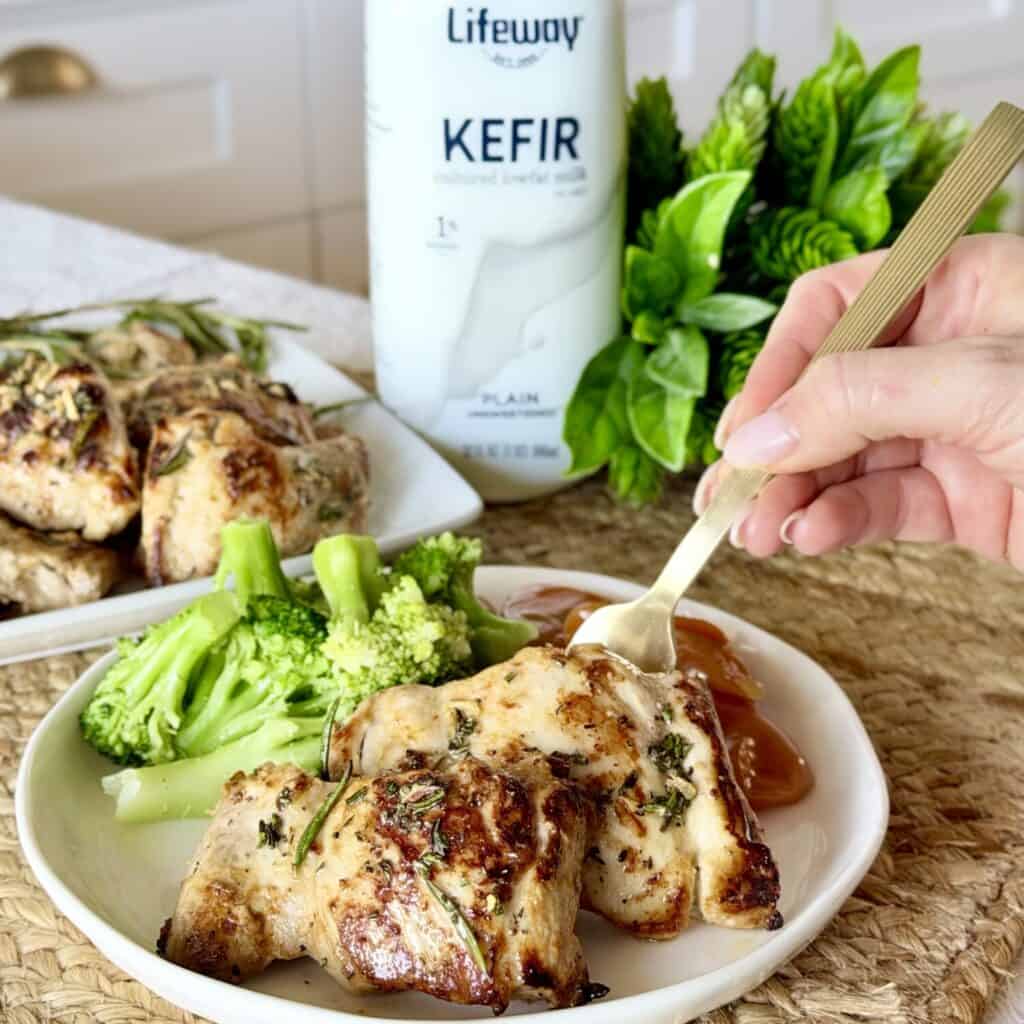 A plate of rosemary garlic chicken.