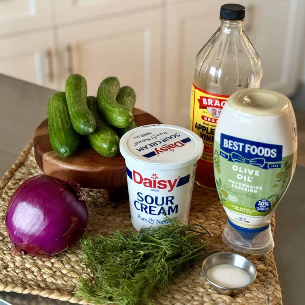Ingredients for Creamy cucumber salad.